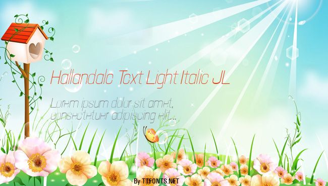 Hallandale Text Light Italic JL example